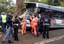 Roma: bus ATAC contro un albero su via Cassia. Nove feriti in codice rosso.