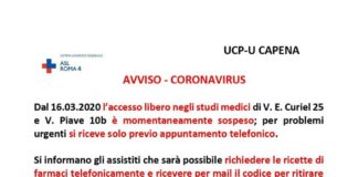 Capena, i medici vietano l’accesso agli studi, ricette direttamente in farmacia
