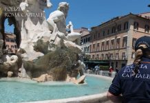 Piazza Navona: provano ad arrampicarsi sulla “Fontana dei 4 fiumi”, multati.